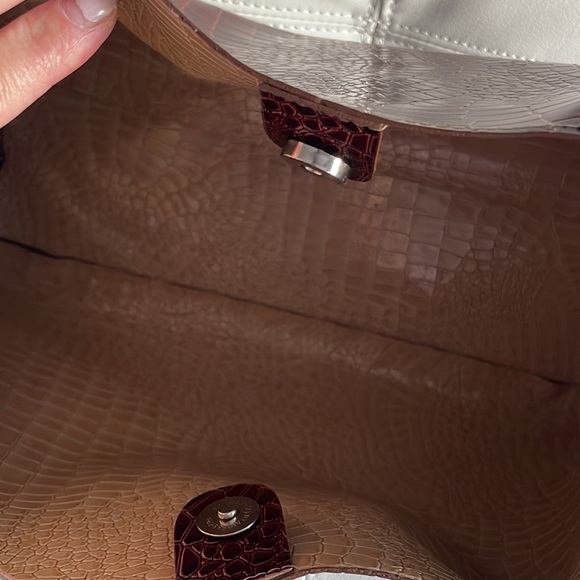 Croc print chocolate tote bag. Large - Picture 3 of 6